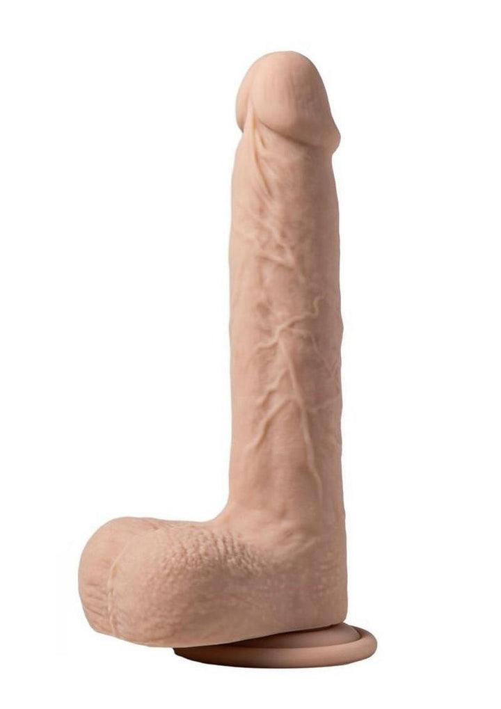 Luis App Controlled Real Thrusting Rechargeable Silicone Dildo with Clit Licker - Caramel - 8.5in