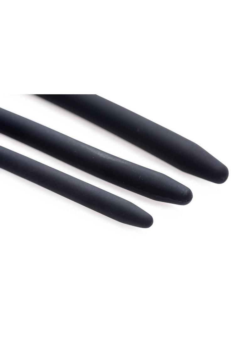 Master Series Bolted Deluxe Silicone Urethral Sounds - Black