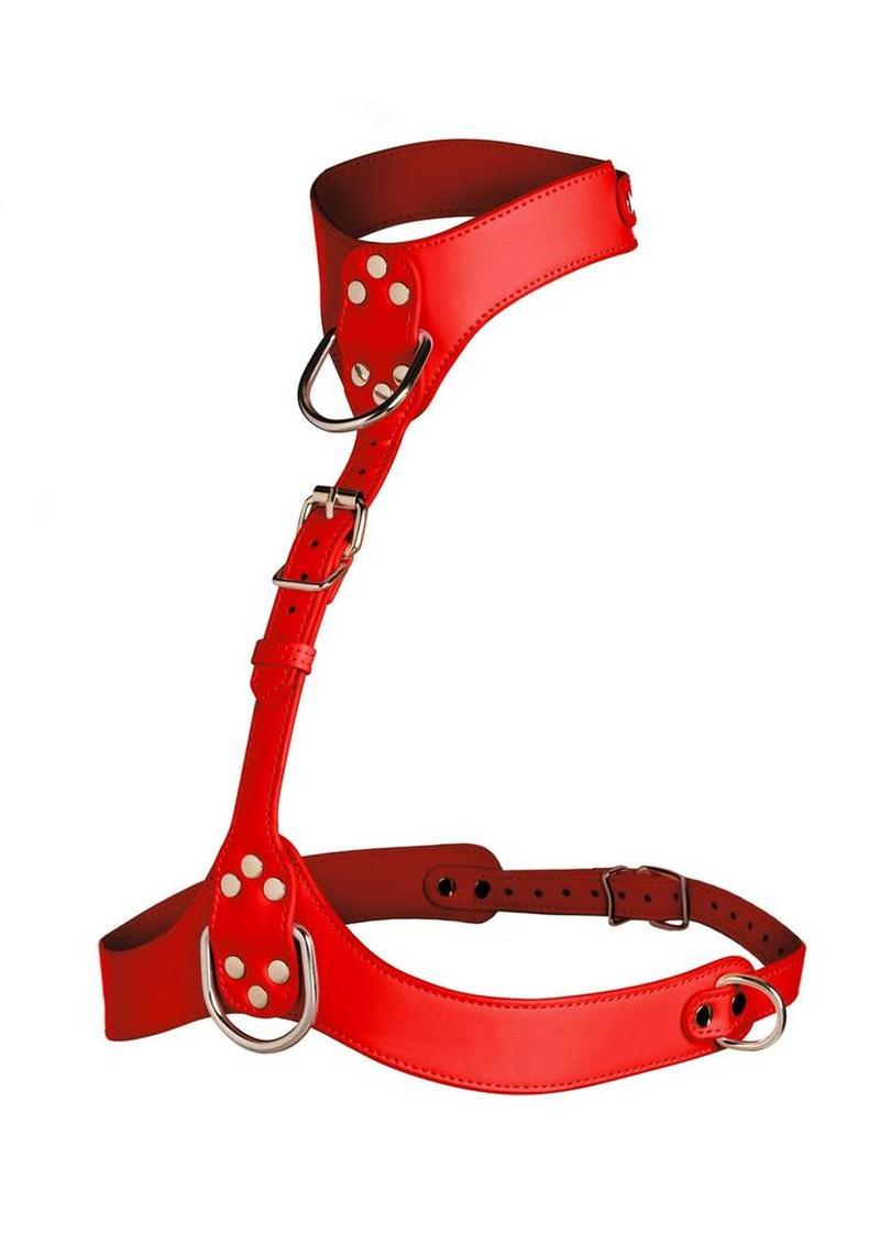 Master Series Vixen Female Chest Vegan Leather Harness - Red