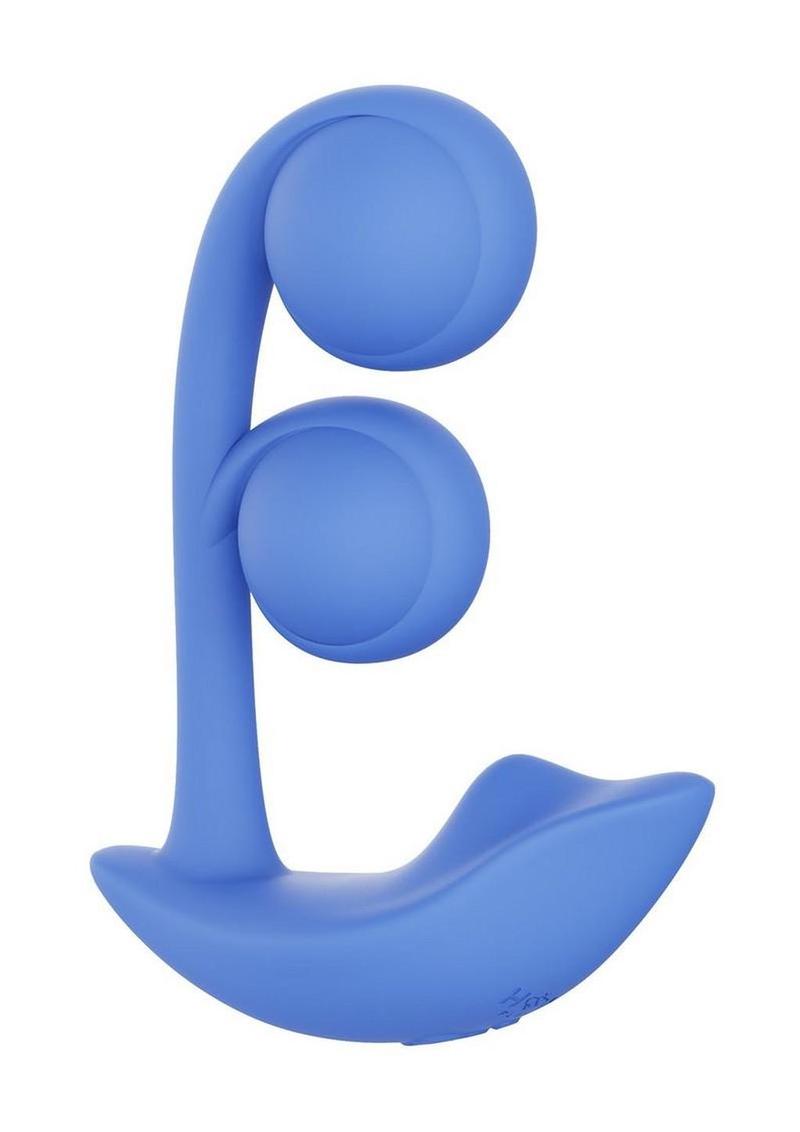 Melody Pressure Sensing App-Controlled Rechargeable Silicone Twin Balls Clit and G-Spot Vibrator - Blue