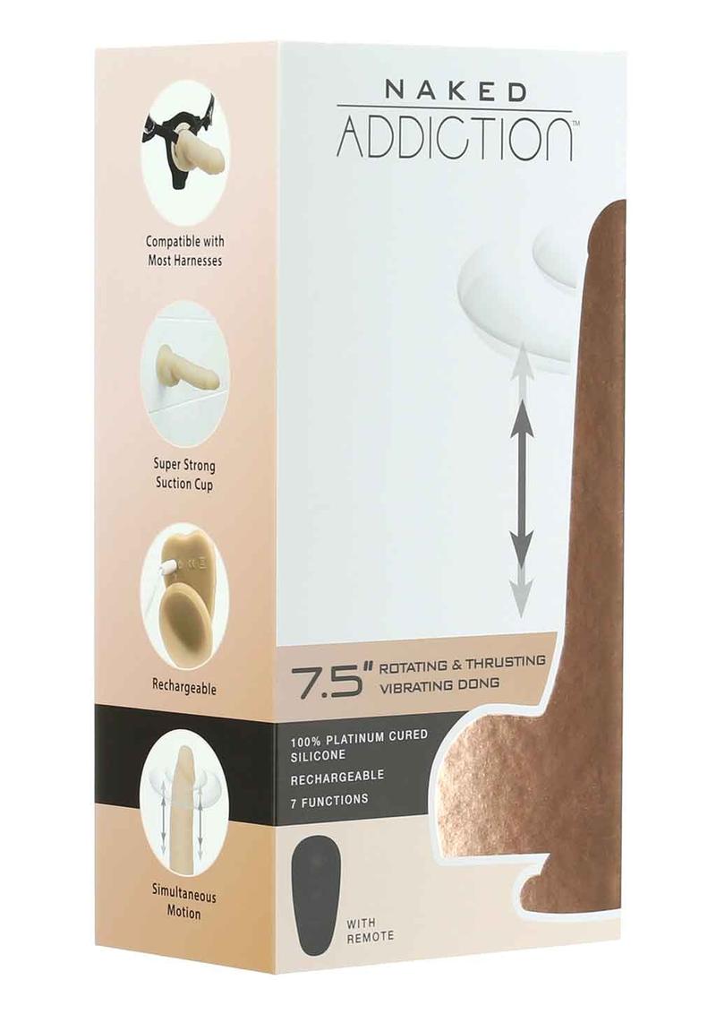 Naked Addiction Silicone Rechargeable Thrusting, Vibrating, and Rotating Dildo