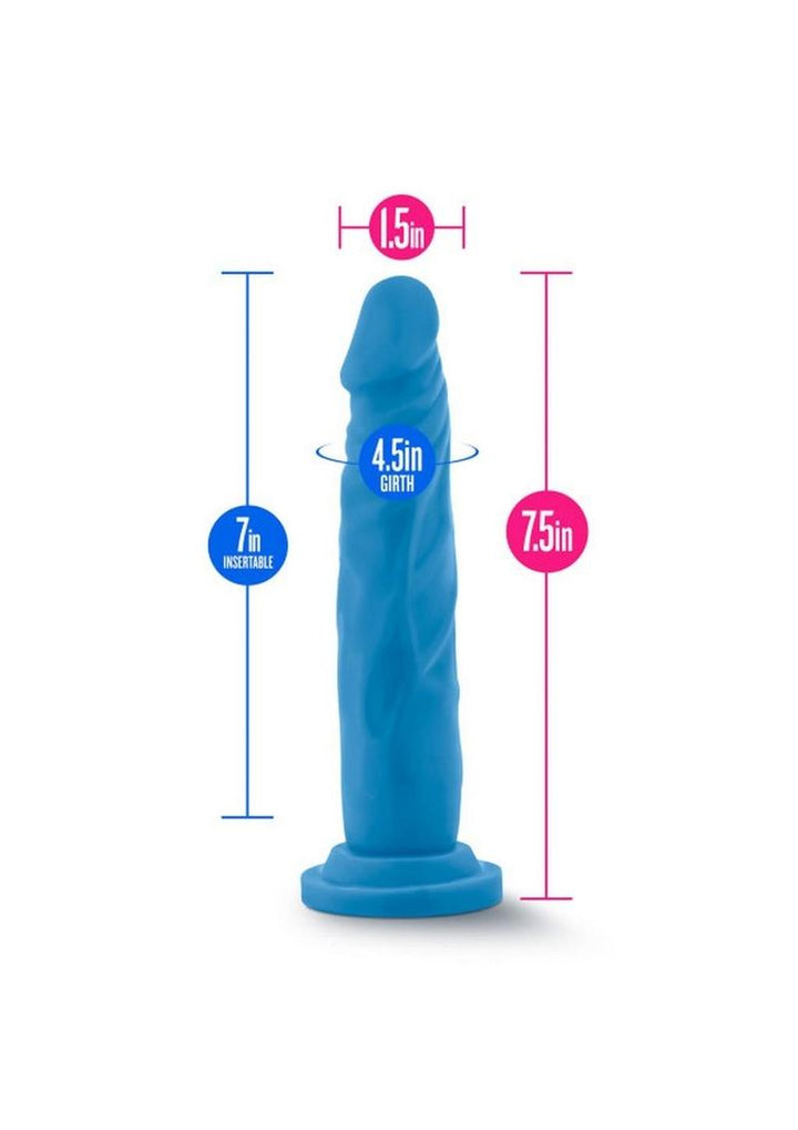 Neo Dual Density Dildo - Blue/Neon Blue - 7.5in