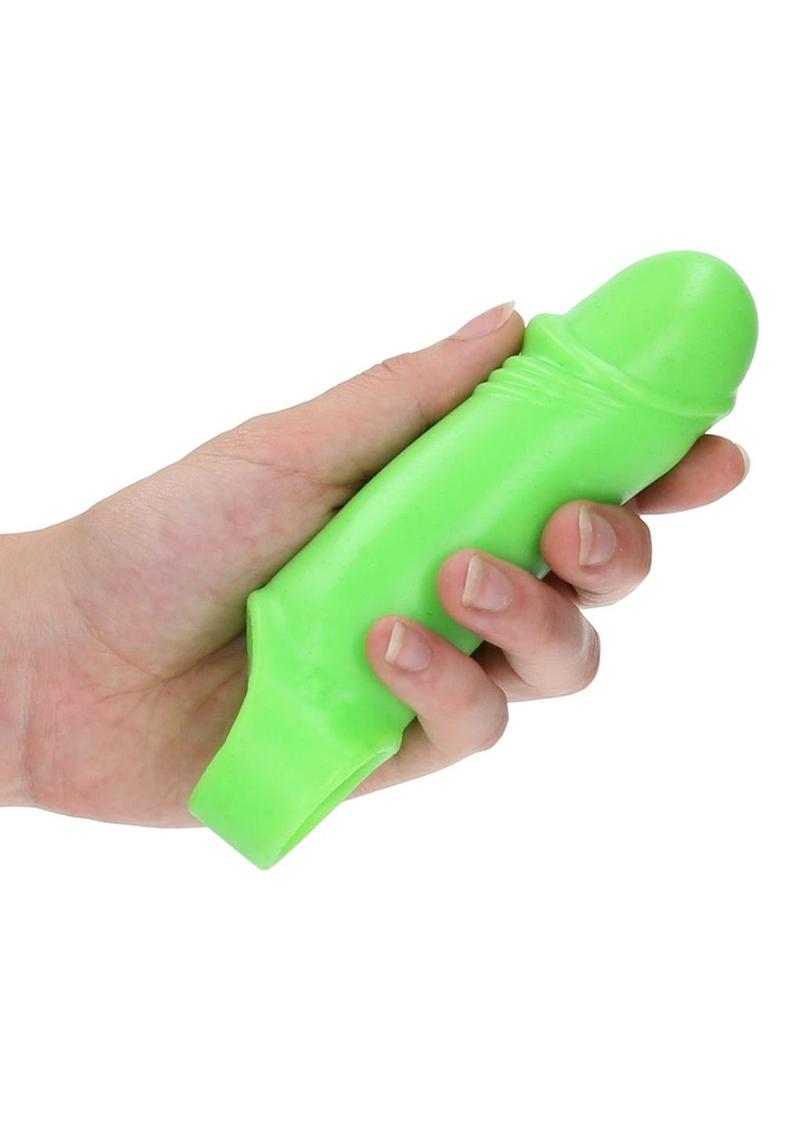 Ouch! Smooth Thick Stretchy Penis Sleeve - Glow In The Dark/Green