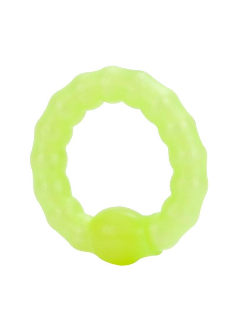 Pearl Beaded Prolong Silicone Cock Ring - Glow - Yellow