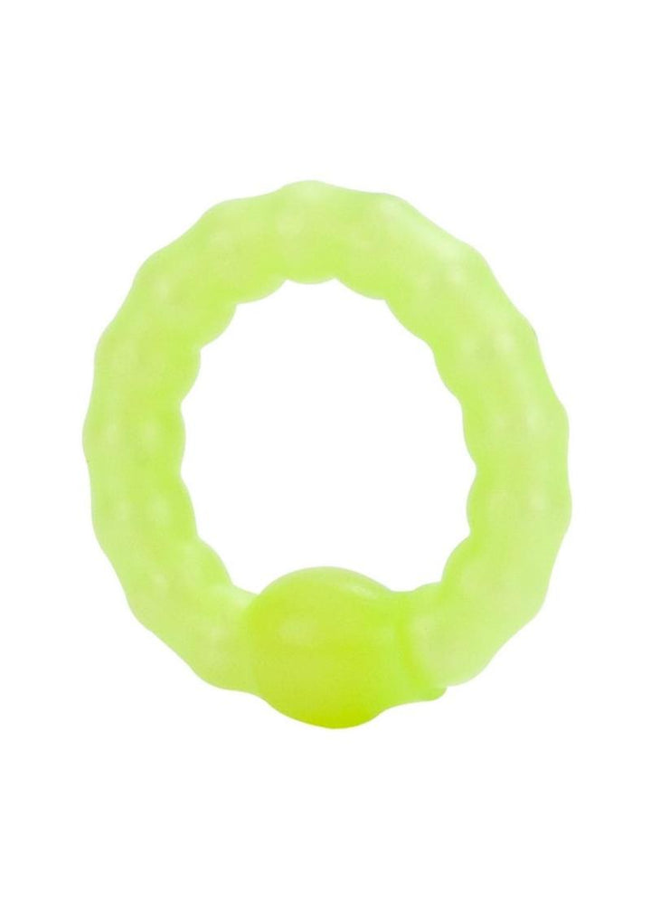 Pearl Beaded Prolong Silicone Cock Ring - Glow - Yellow