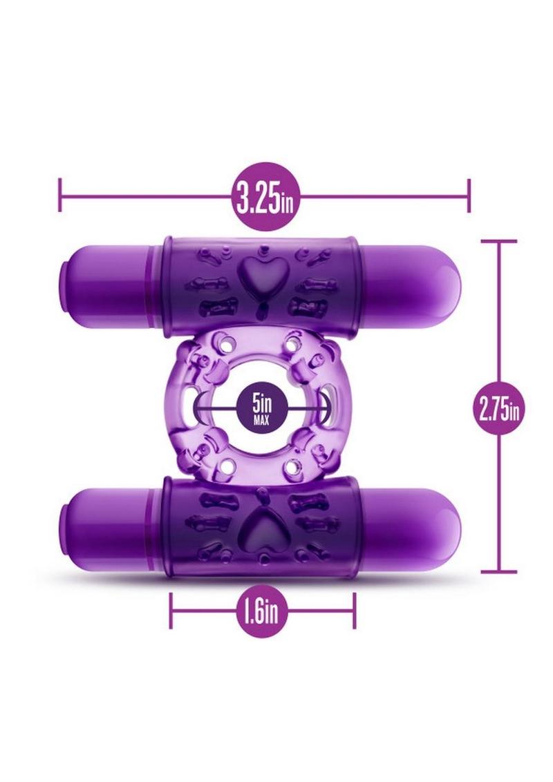 Play with Me Double Play Dual Vibrating Cock Ring - Purple