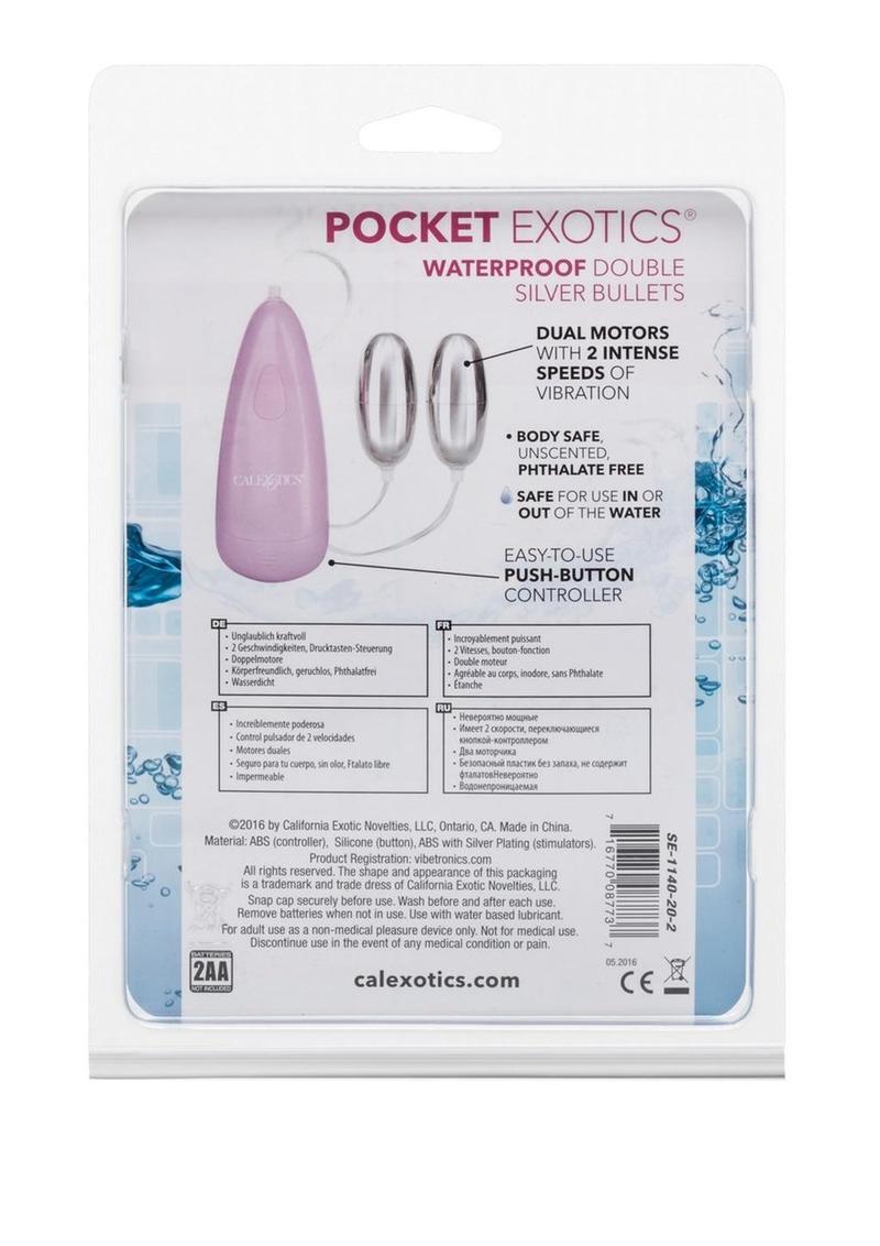 Pocket Exotics Double Silver Bullets - Pink/Silver