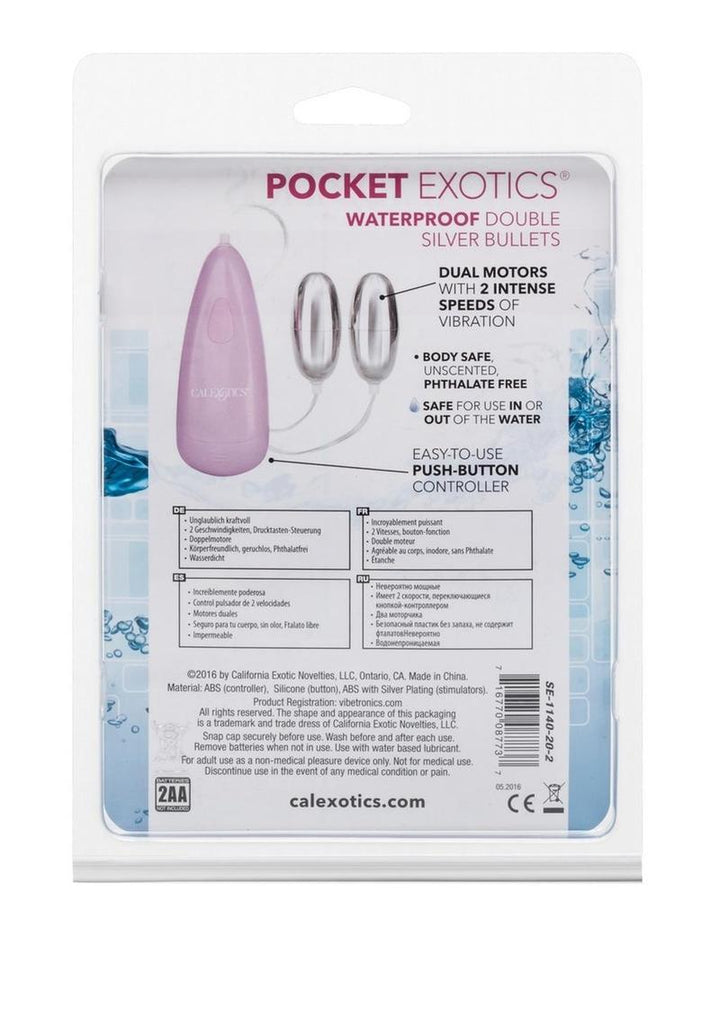 Pocket Exotics Double Silver Bullets - Pink/Silver