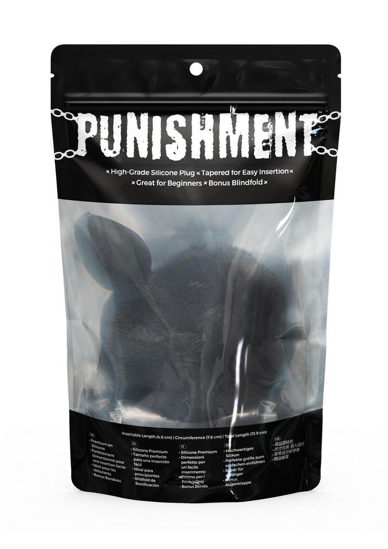 Punishment Bunny Tail Silicone Butt Plug - Black