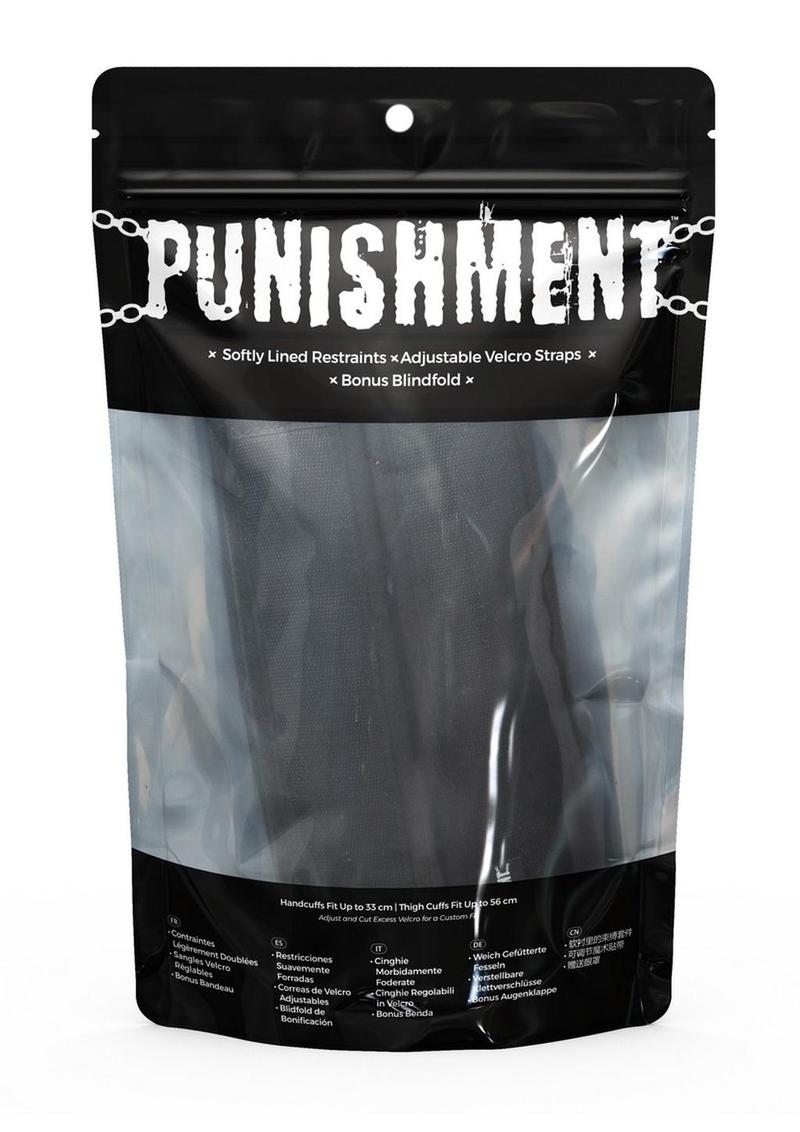 Punishment Thigh to Wrist Restraints - Black