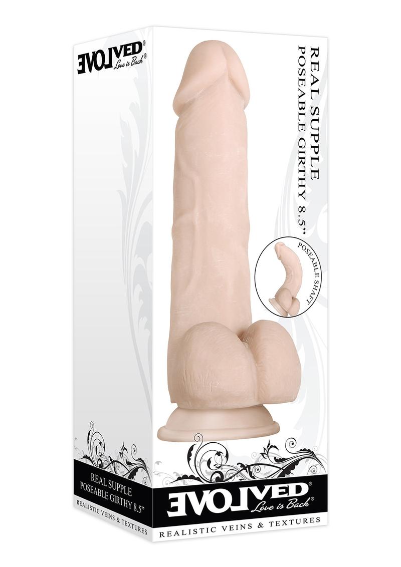Real Supple Girthy Poseable Dildo with Balls