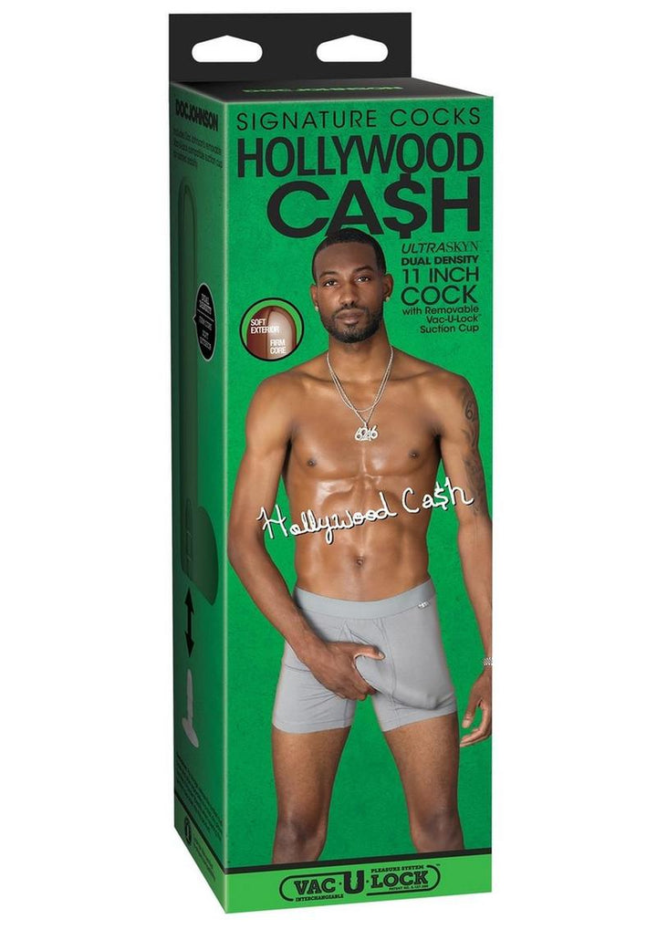 Signature Cocks Ultraskyn Hollywood Cash Dildo with Removable Suction Cup - Chocolate - 11in