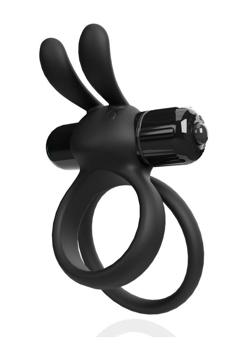 4t Ohare XL Rechargeable Silicone Rabbit Vibrating Cock Ring - Black - XLarge