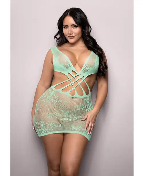 Vixen Yours Truly Strappy Floral Knit Crossover Dress - Mint