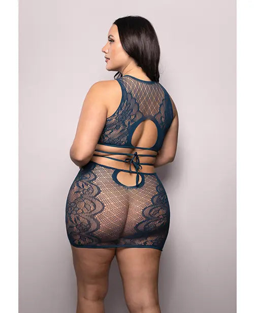 Vixen At Last Floral Lace Knit Tie Back Top w/Skirt 2 pc Set