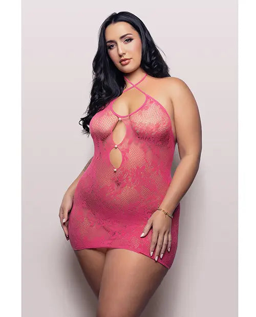 Vixen Call Me Baby Halter Dress w/Pearl Details