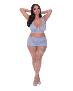 Ooh La Lace Bralette, Garter Skirt & G-String