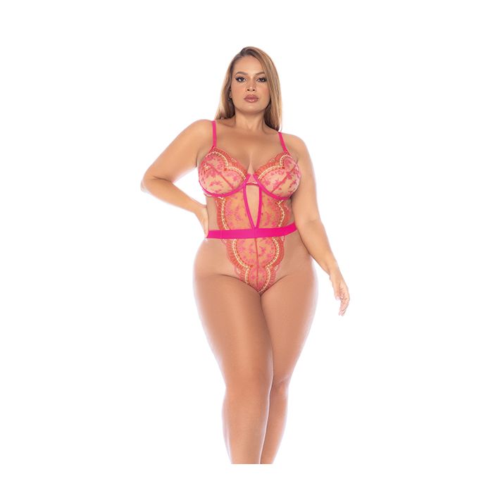 Scallop Lace and Mesh Underwire Teddy