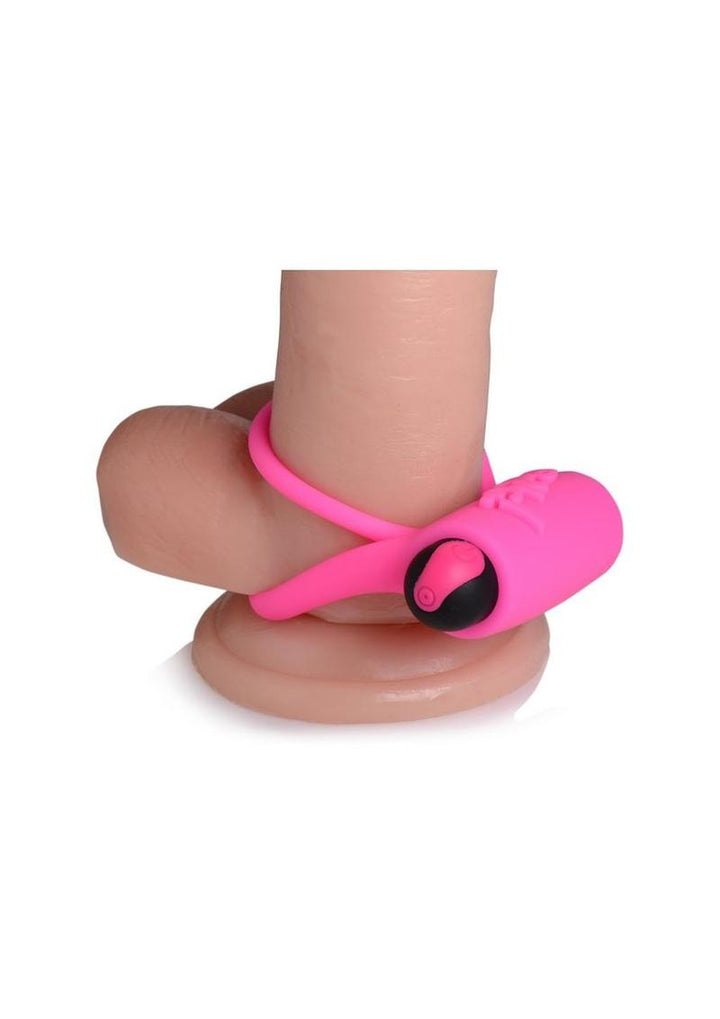 Bang! Silicone Rechargeable Cock Ring and Bullet with Remote Control - Pink