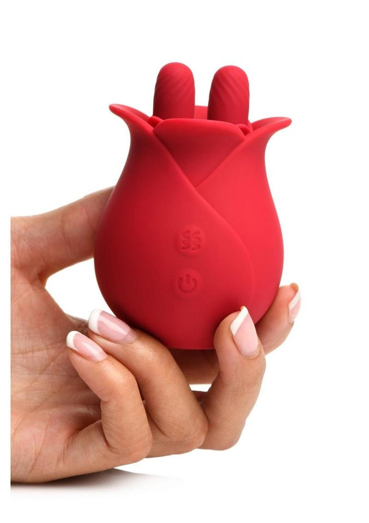 Bloomgasm The Rose Fondle 10x Silicone Rechargeable Massaging Rose Clit Stimulator - Red