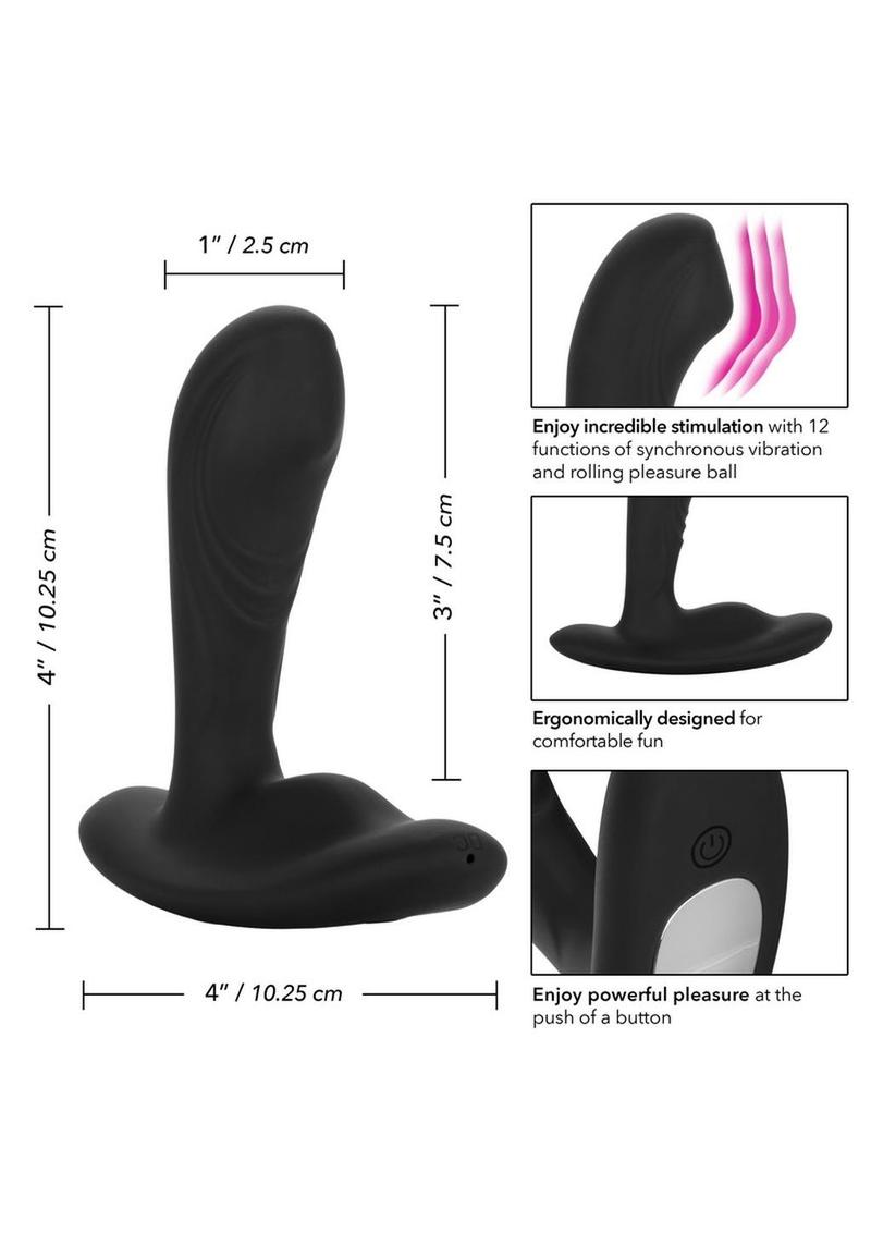 Eclipse Tapered Roller Ball Probe Silicone USB Rechargeable Anal Plug Waterproof - Black - 4in