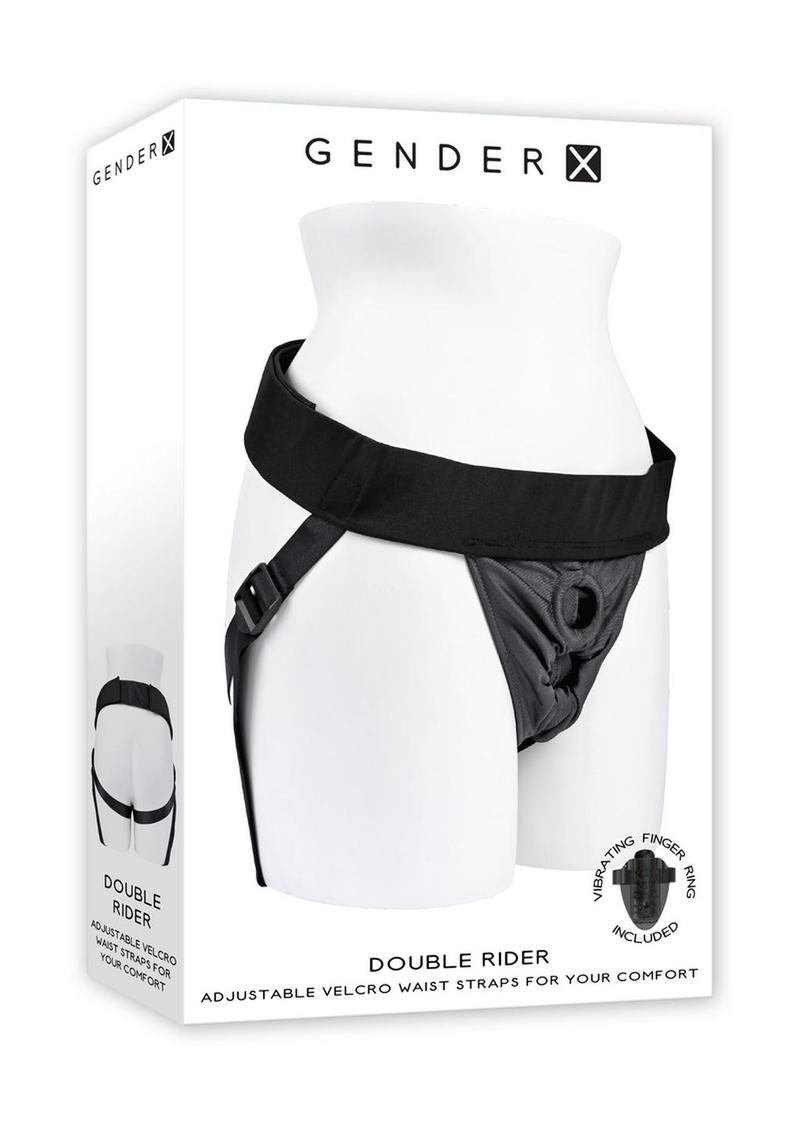 Gender X Double Rider Harness with Vibrating Ring