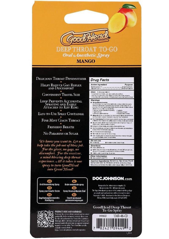 Goodhead Deep Throat To-Go Oral Anesthetic Spray Mango