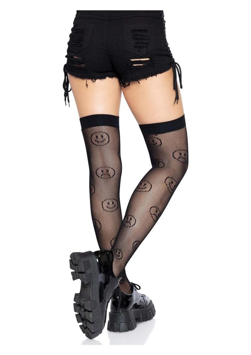 Leg Avenue Mood Swing Fishnet Thigh Highs - Black - One Size