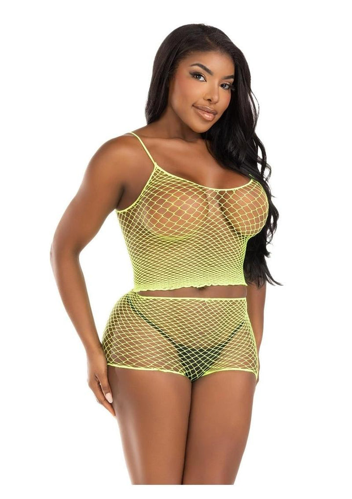 Leg Avenue Twist Net Tank Top and Boy Shorts