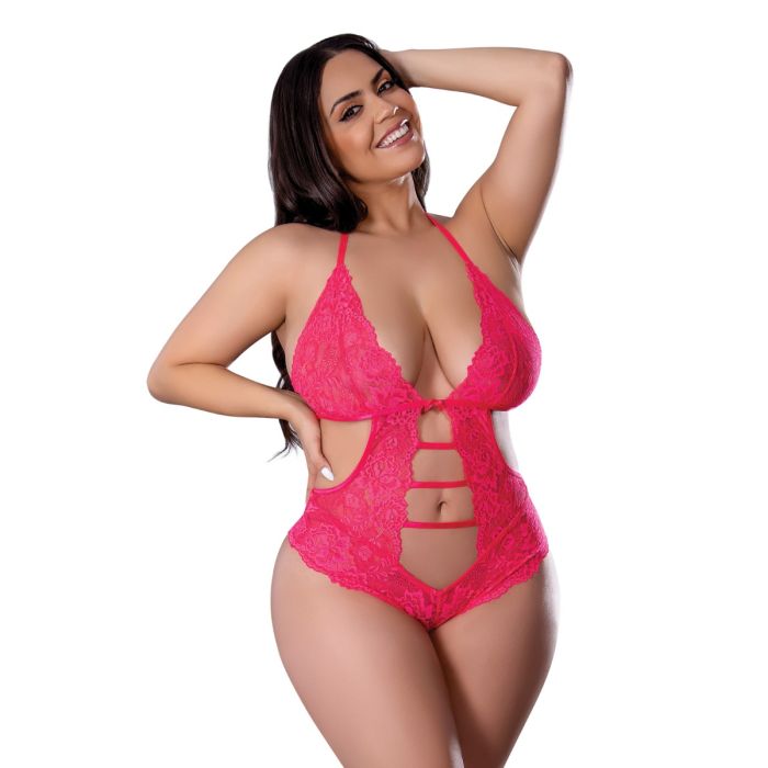 Get It Girl Lace Halter Teddy w/Snap Crotch