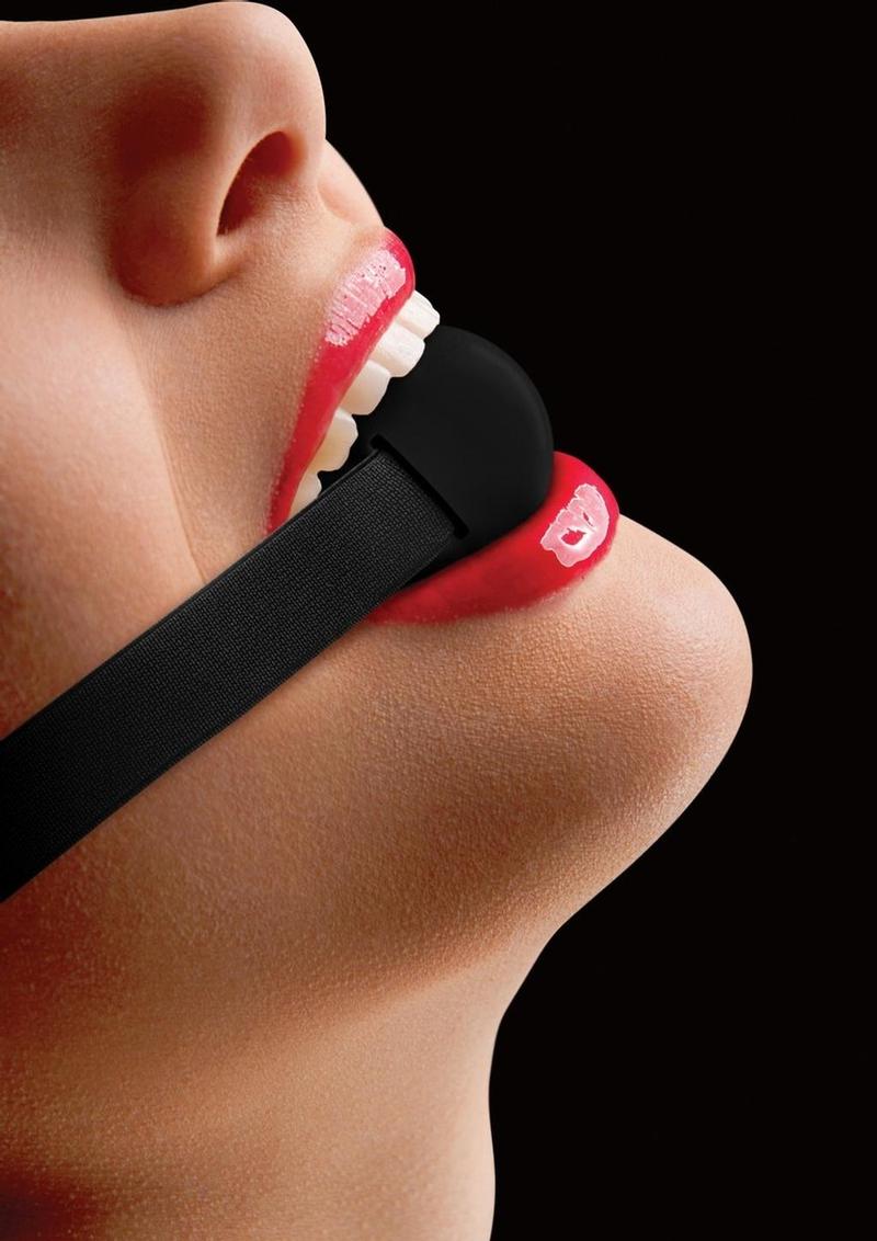 Ouch Elastic Ball Gag with Stretchable Strap - Black