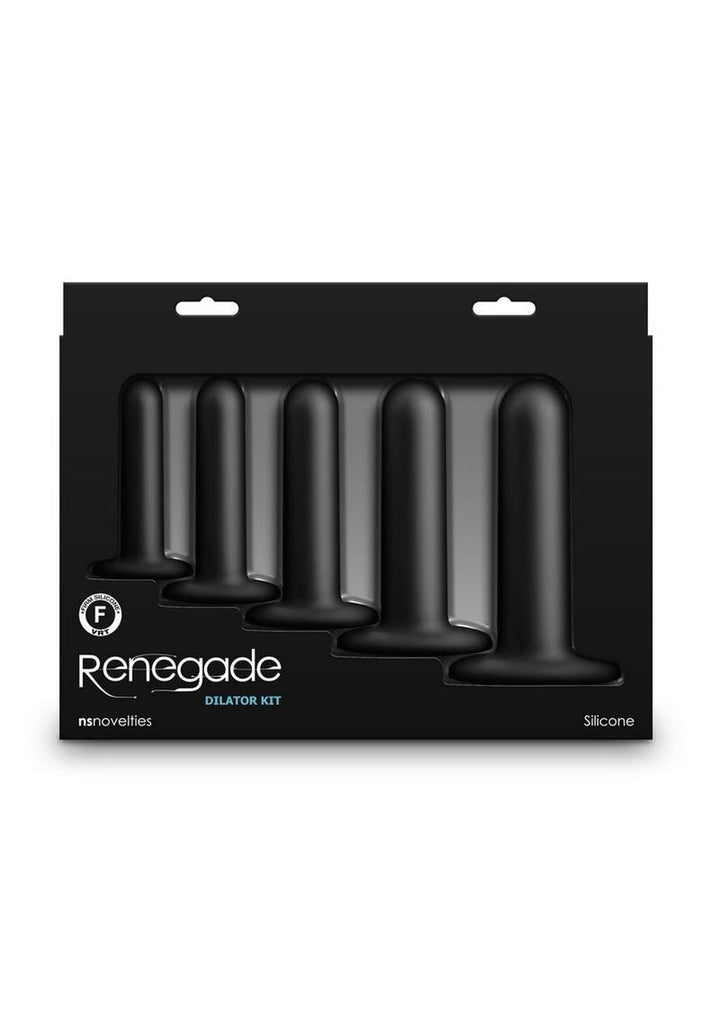 Renegade Dilator Kit Silicone Anal Plugs with Suction Cups - Black - 5 Piece
