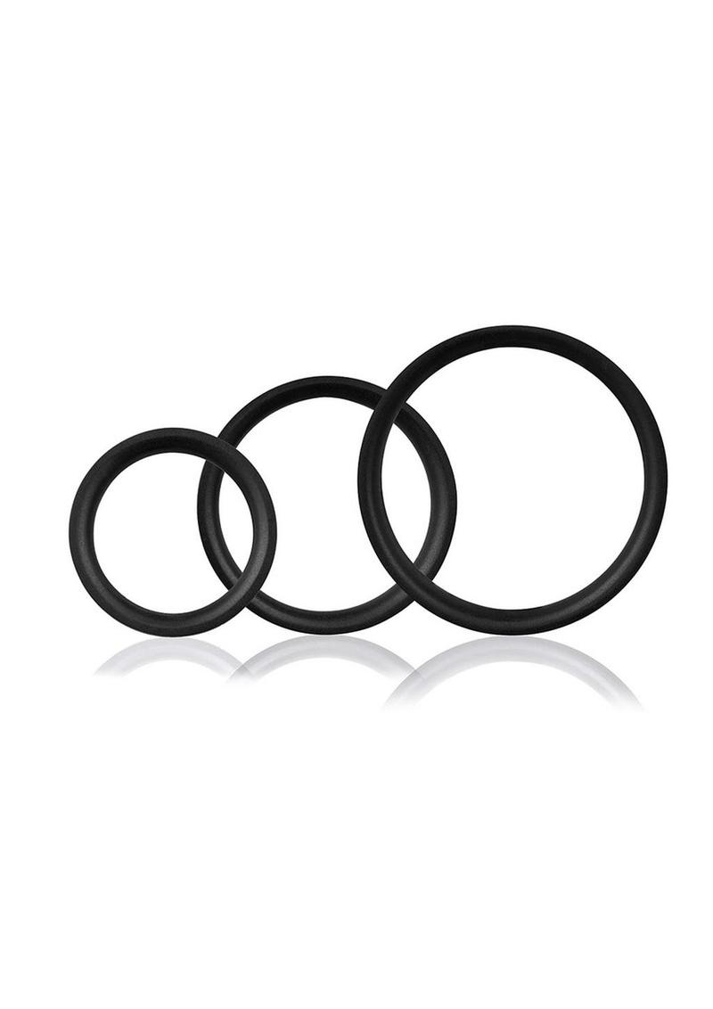 Ringo Pro X3 Silicone Cock Rings Set Waterproof - Black - 3 Piece/Pack