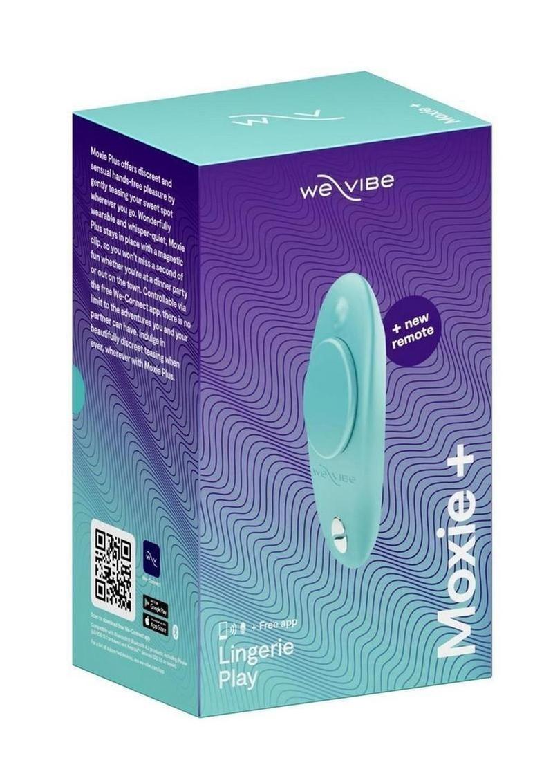 We-Vibe Moxie+ Wearable Rechargeable Silicone Panty Vibe Clitoral Stimulator with Remote Control - Aqua/Blue