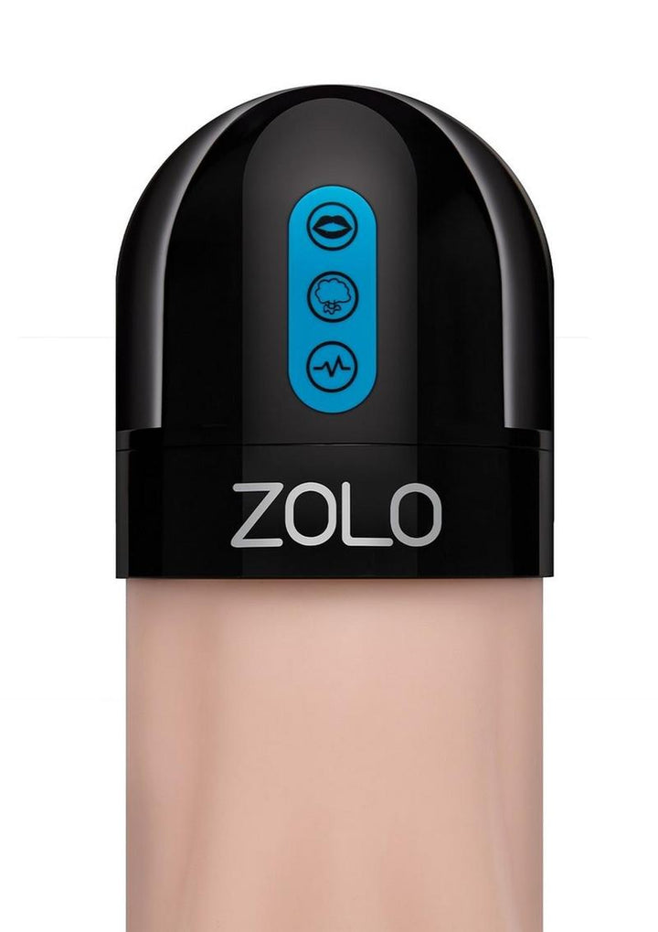 ZOLO Gawk Gawk Rechargeable Silicone Vibrating Deep Throat Blowbot Masturbator - Black/Vanilla