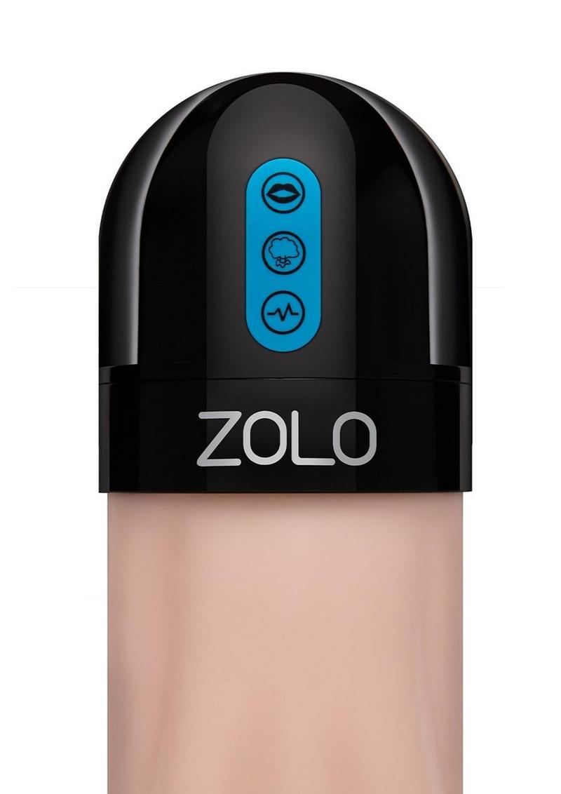 ZOLO Gawk Gawk Rechargeable Silicone Vibrating Deep Throat Blowbot Masturbator - Black/Vanilla